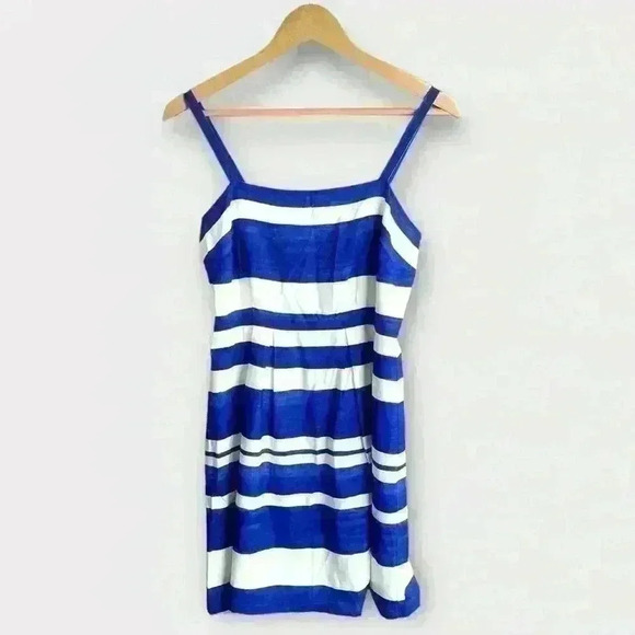Ann Taylor LOFT Women's 2P Blue White Striped Spaghetti Strap Sleeveless Dress - Picture 1 of 11
